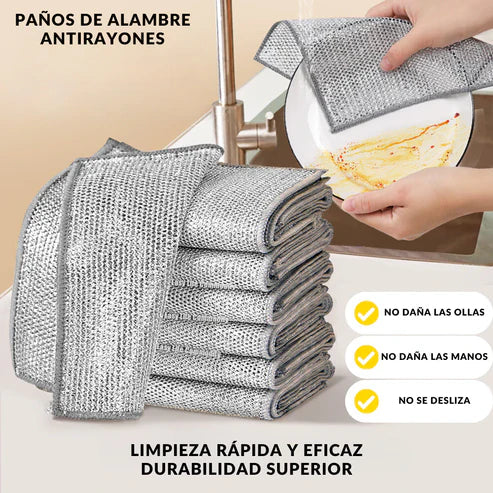 3 paños de limpieza de alambre (No ensucia) + 3 unidades gratis