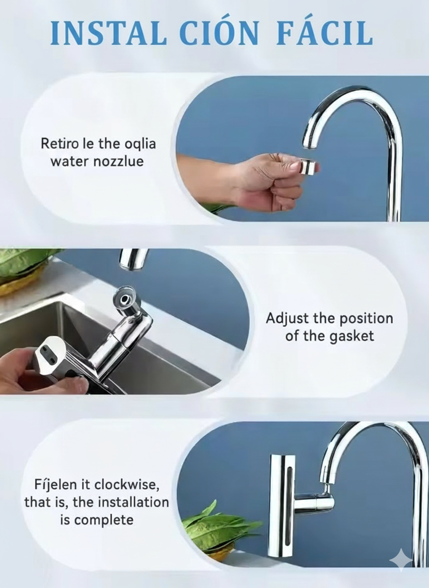 Grifo giratorio con cascada para extensión 4en1