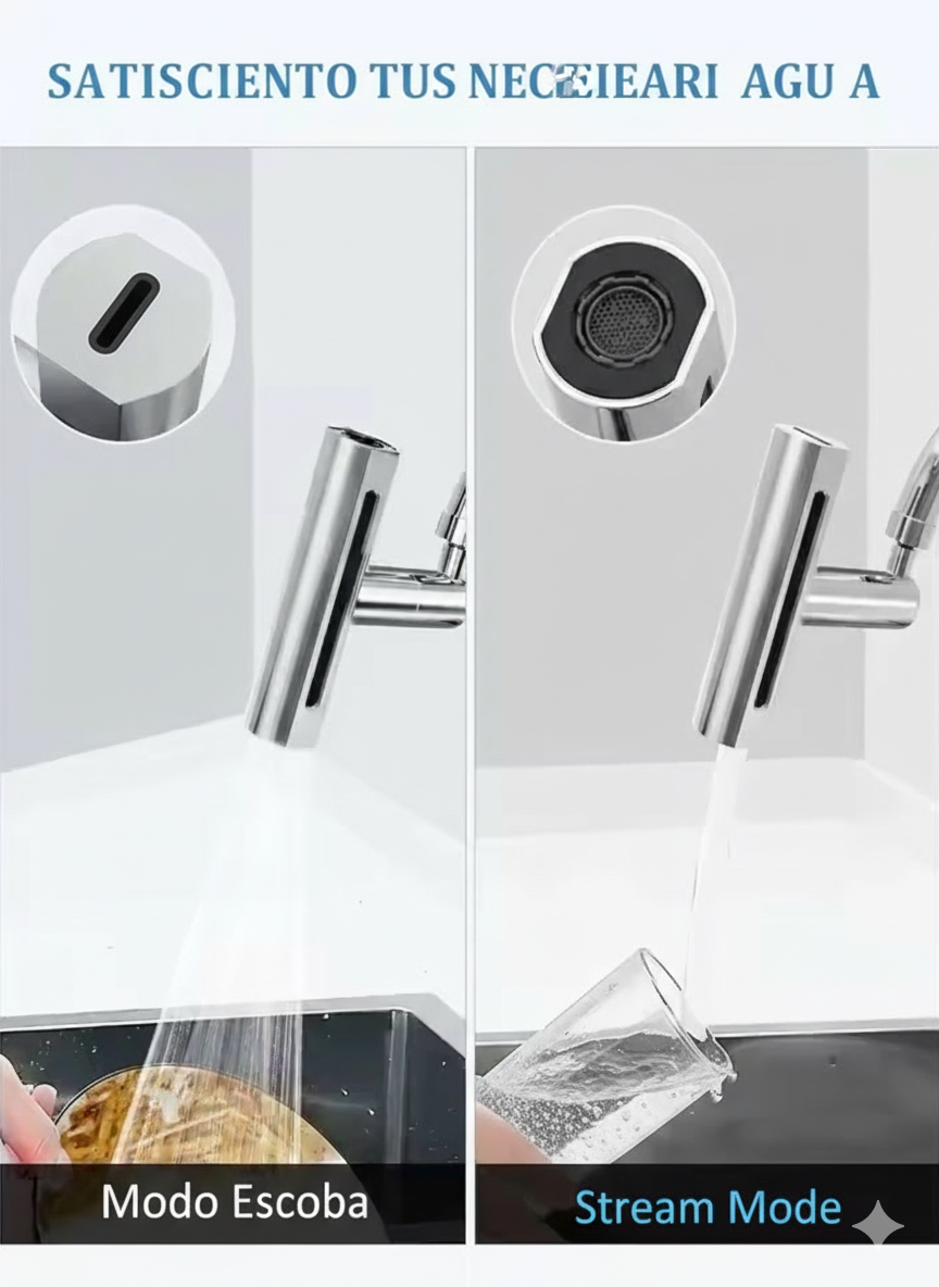 Grifo giratorio con cascada para extensión 4en1