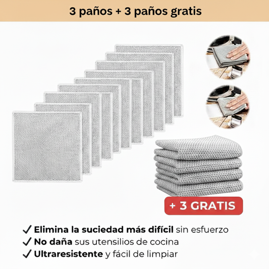 3 paños de limpieza de alambre (No ensucia) + 3 unidades gratis